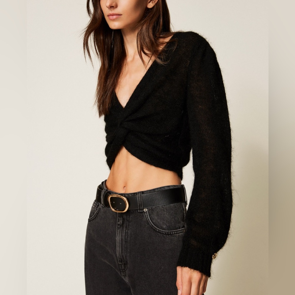 Twinset Milano Reversible leather belt with buckle Size Small